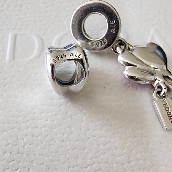 Happy Bday Balloon Dangle Charm and PANDORA Radiant Open Heart Charm bundle - Picture 6 of 7